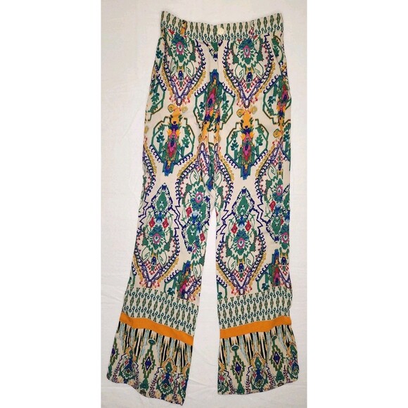 Zara Flowy Festival Boho XS Pants Abstract Artsy Lightweight Comfort - Picture 10 of 10